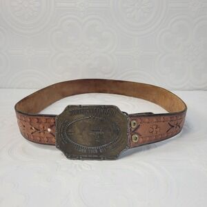 Southern Comfort Belt Buckle Leather Embossed Mens Western Cowboy Style 36 USA